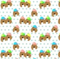 A seamless pattern with spaniel dogs in caps Royalty Free Stock Photo